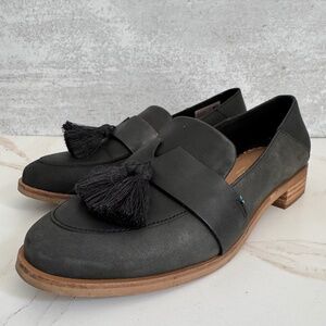 TOMS Estel Black Vegan Leather Tassel Loafers - Size 8.5